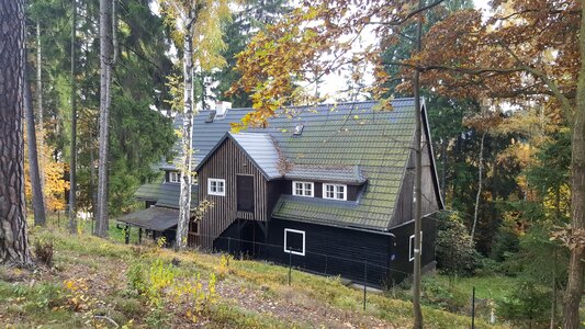 Old house wooden cottage mountains photo