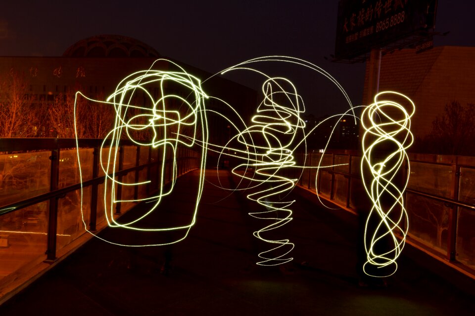 Time-lapse night light painting