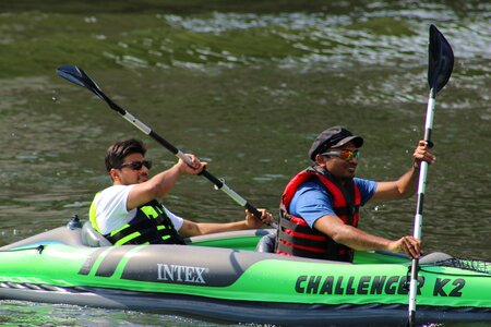 Row green boat