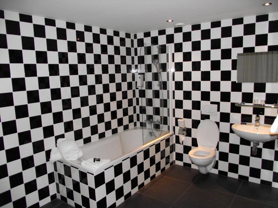 Toilet black white bath