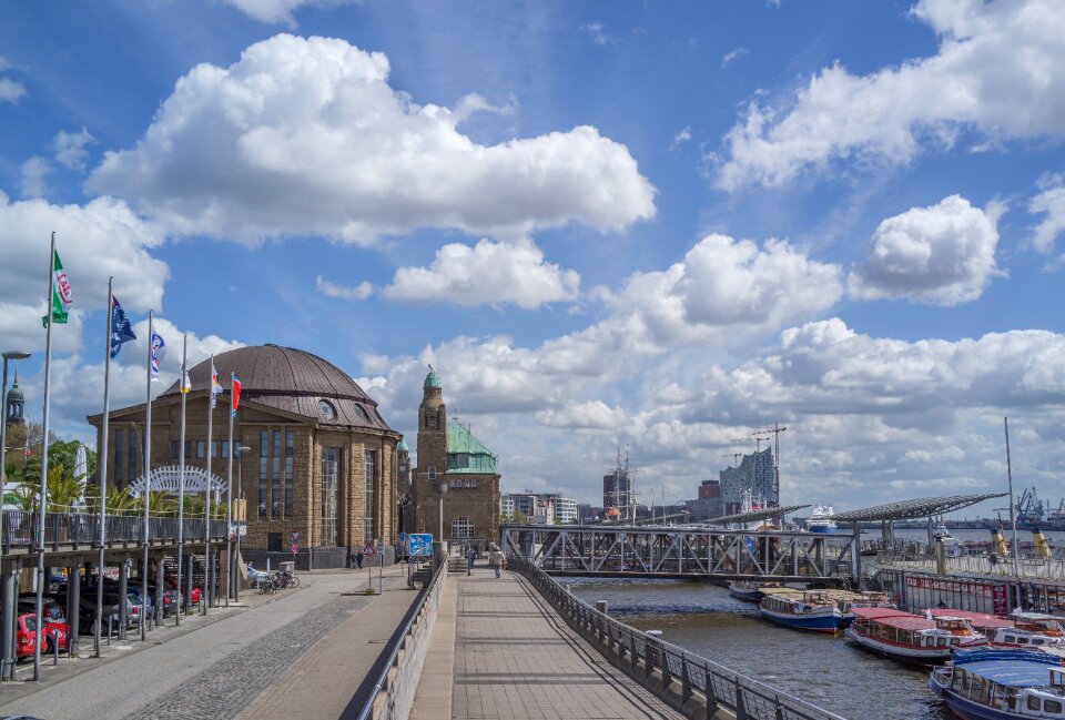 Hamburg landungsbrücken elbe hanseatic city photo