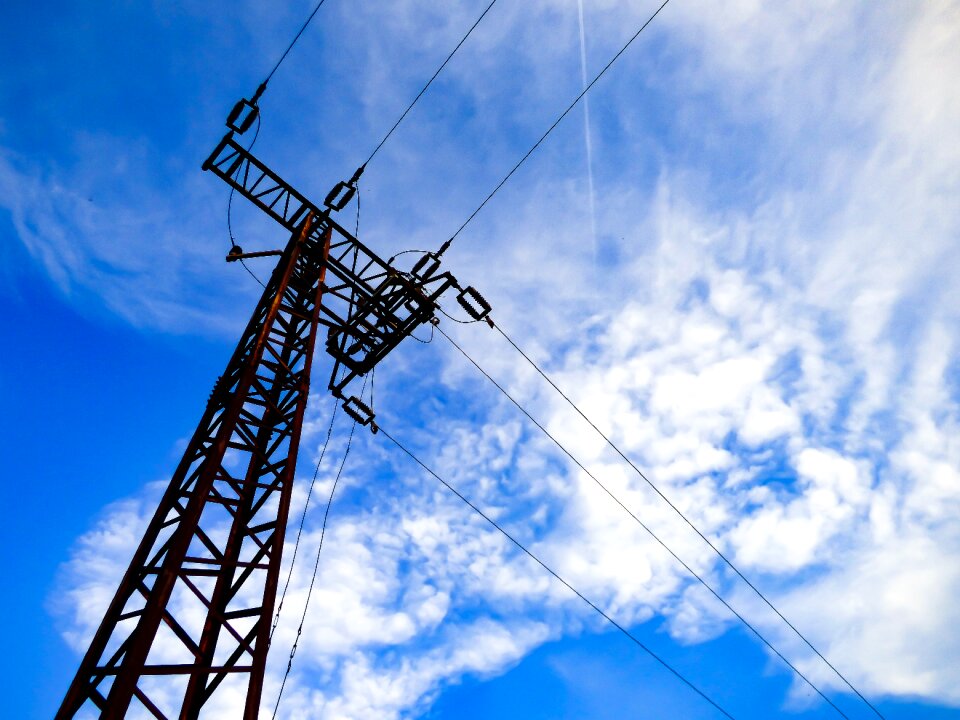 Cloudy skies blue sky wire