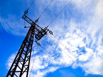 Cloudy skies blue sky wire