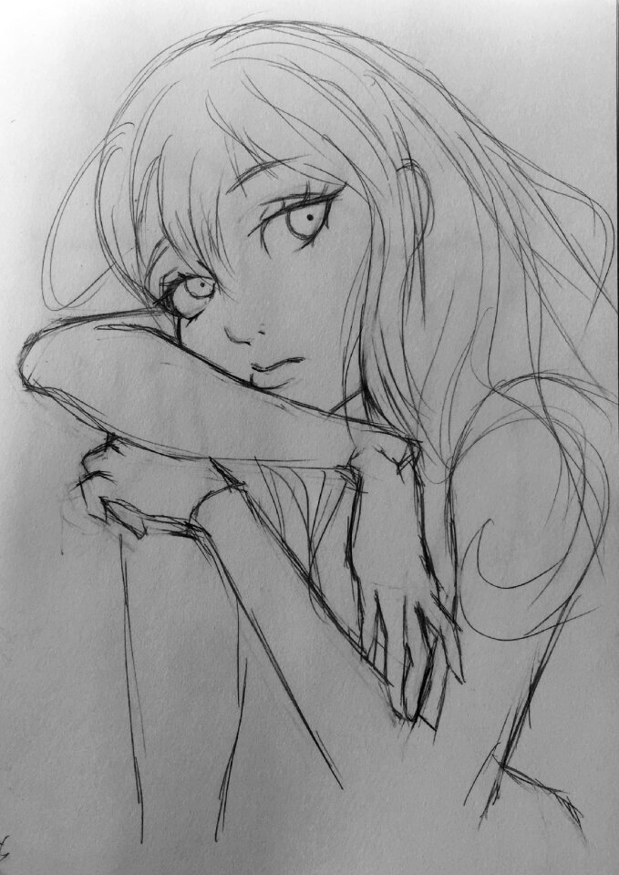 Hand-painted anime black and white
