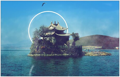Temple erhai lake aperture photo