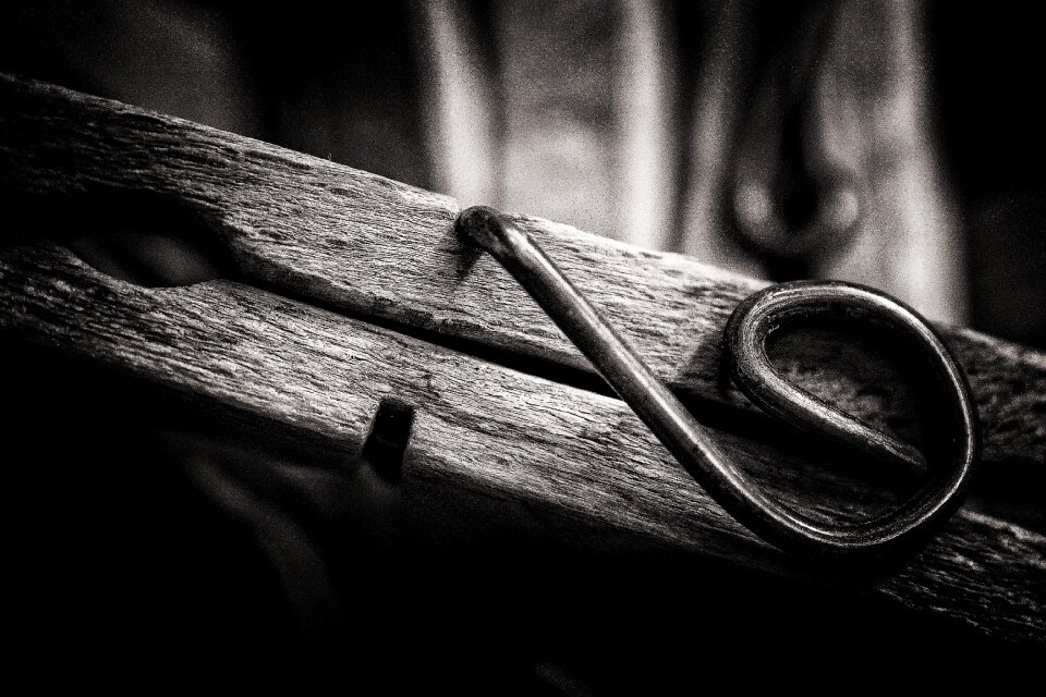 Hdr black and white a clothespin