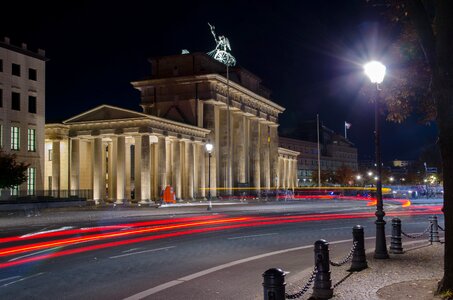 Brandenburg gate light traces lighting photo