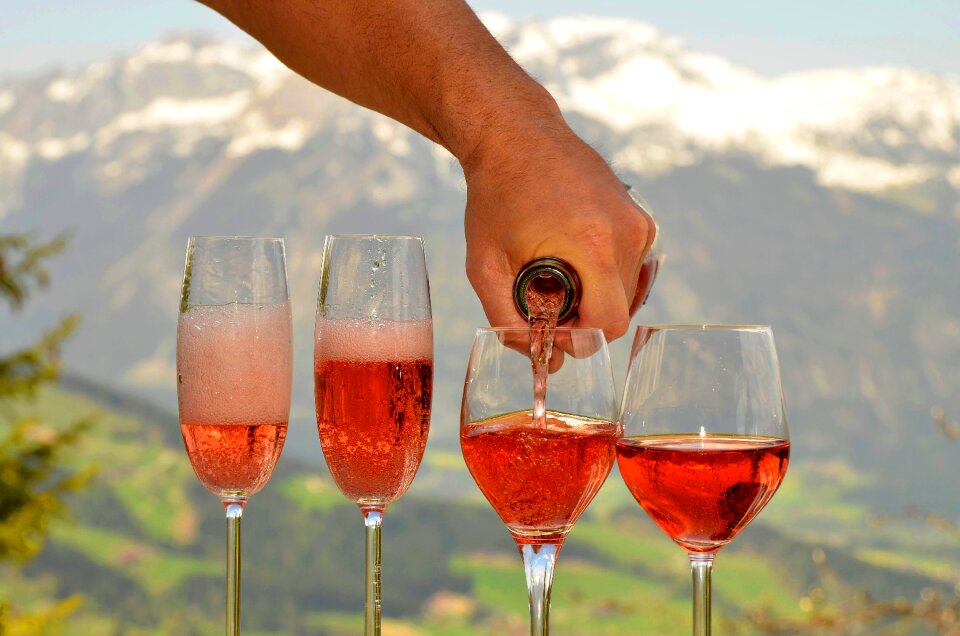 Alpine hut alm prosecco