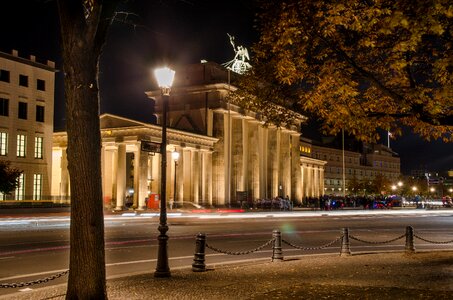 Brandenburg gate light traces lighting photo