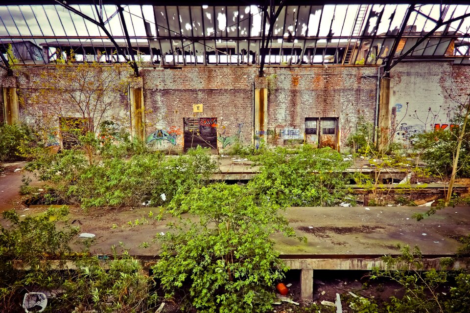 Ruin railway depot train