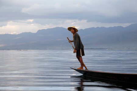 Myanmar canoe water photo
