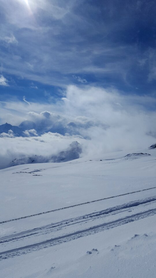 Mountain skier cold photo