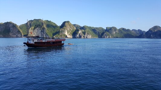 Sea boat landscape photo