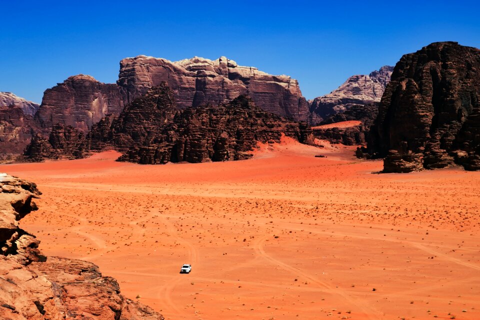Hot pickup truck landscape