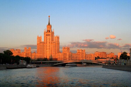 Moscow building sunset photo