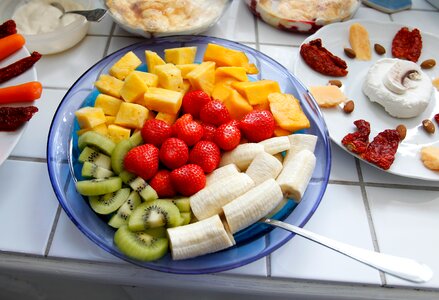 Healthy colorful fruit plate photo