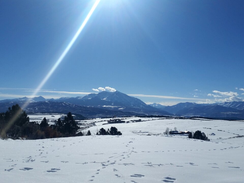 Landscape rocky snow photo