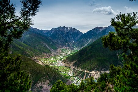 Plateau village snow mountain photo