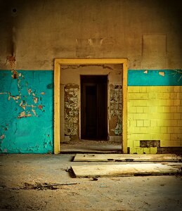Crumbling abandoned yellow