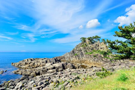 In the early summer blue sky sea