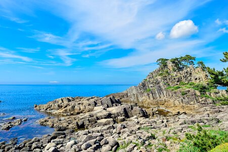 In the early summer blue sky sea