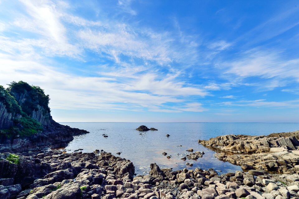 In the early summer blue sky sea