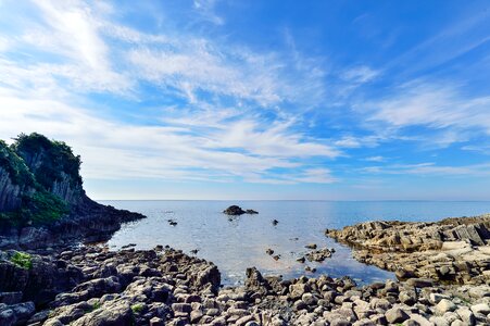In the early summer blue sky sea