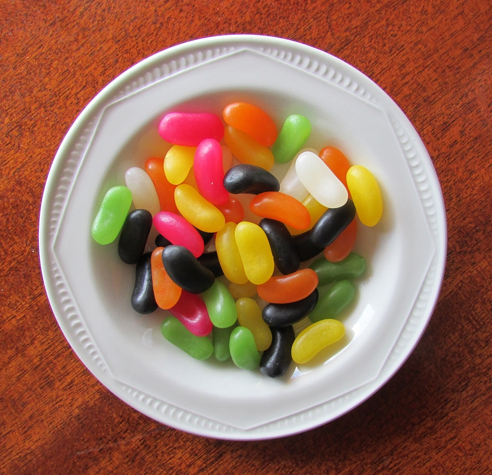 Candy in bowl coloured candy colours