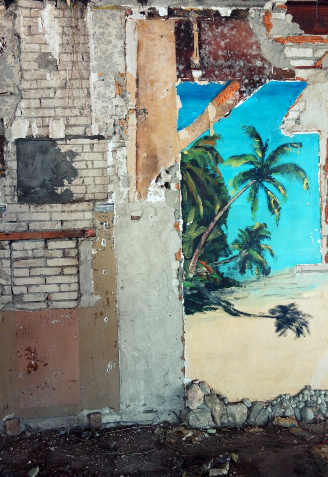 Abandoned destruction wall painting
