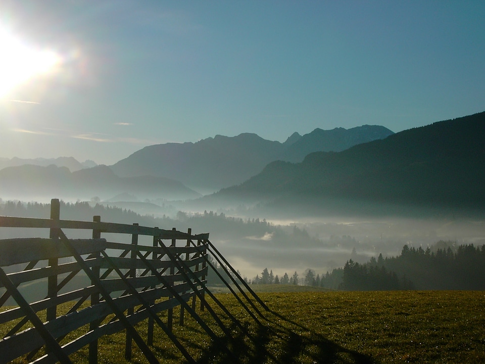 Nesselwang in the haze mountain panorama allgäu
