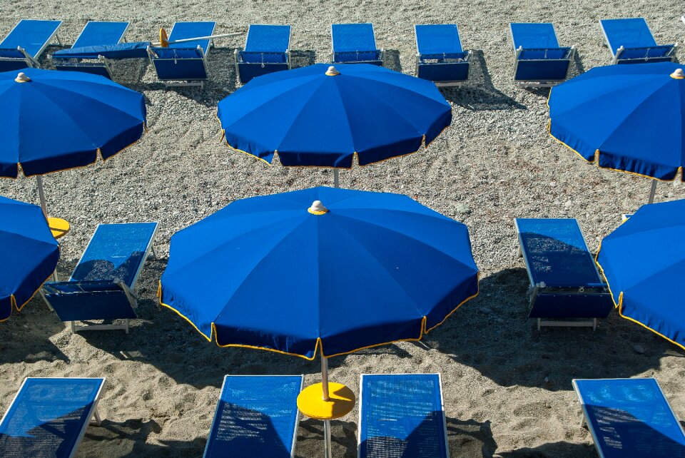 Parasols sun loungers holiday photo