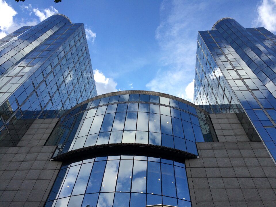 Building mirrored the european parliament brussels