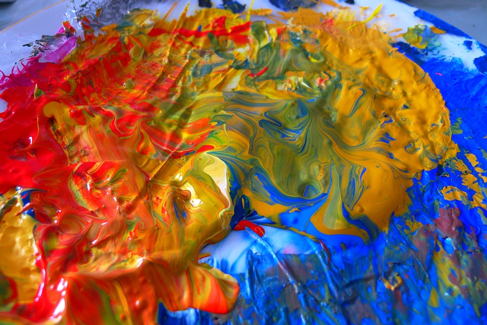 Colorful acrylic paint artistically
