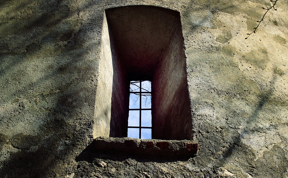 Opening stone window gloomy
