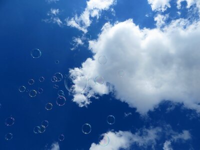 Soap bubbles blue sky nature photo