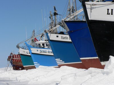 Fishing boat ice snow