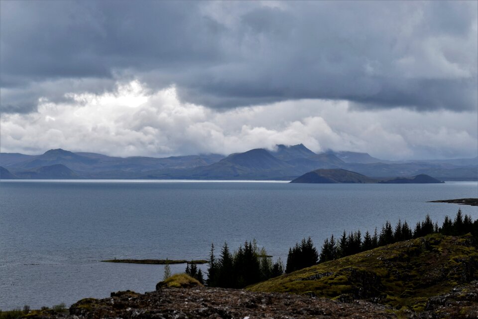 Water clouds shore