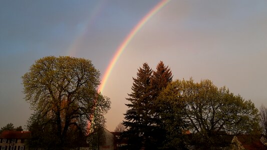 Panorama rainbow colors double rainbow