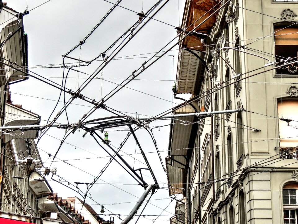 Wires pantograph tram