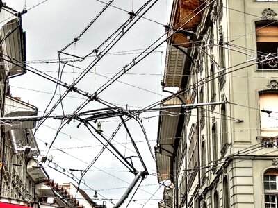 Wires pantograph tram photo