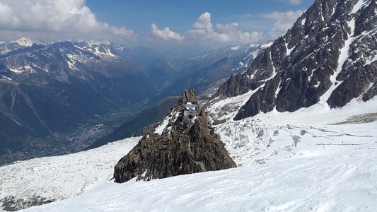 Hut high-mountain hut glacier