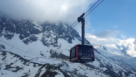 Mountain railway gondola mont blanc photo