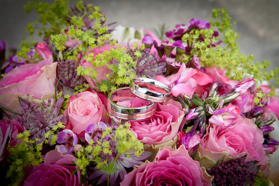Wedding rings celebration floral