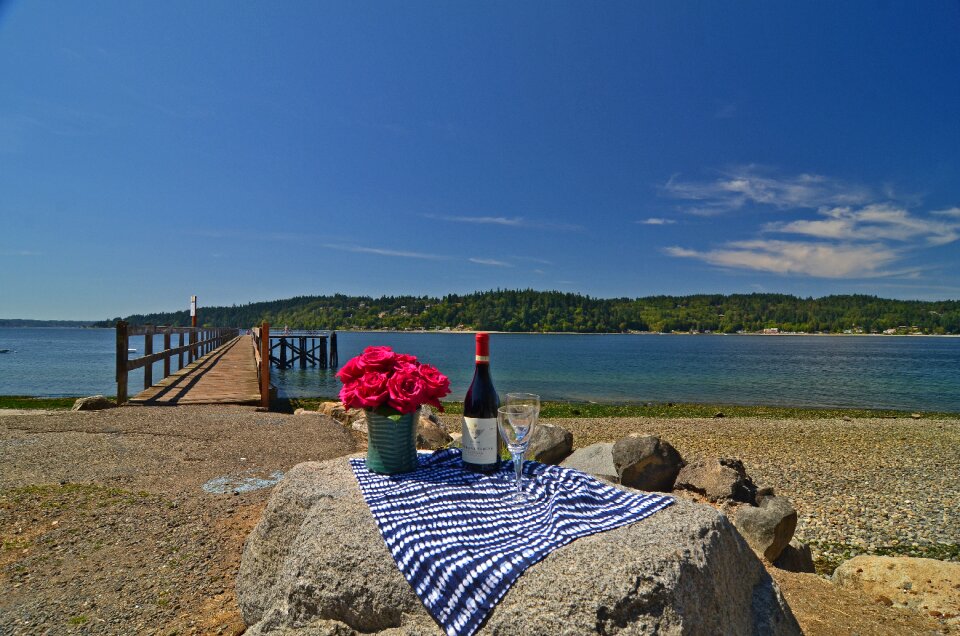 Waterfront blue wine