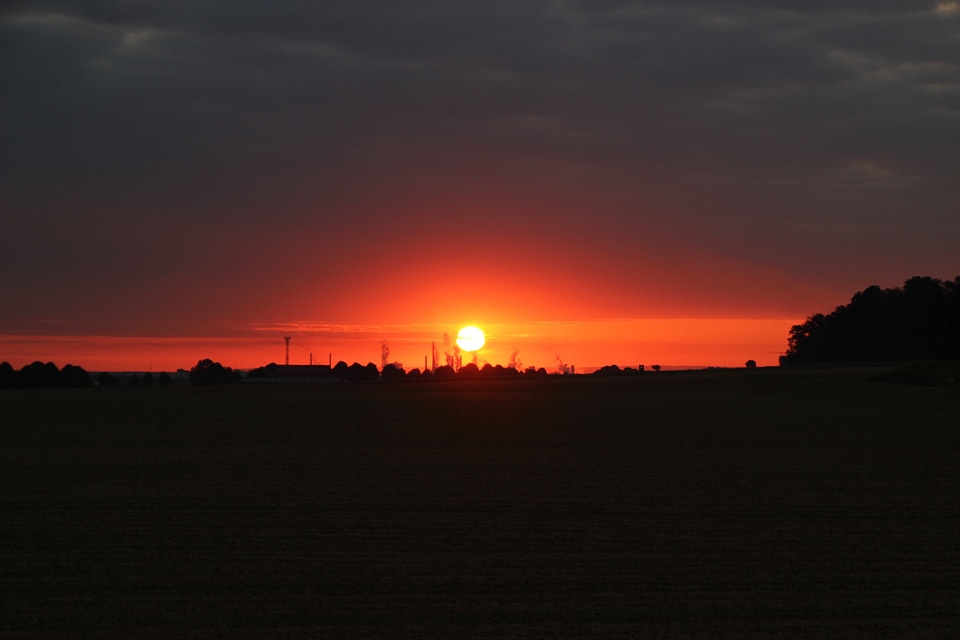 Red landscape morning