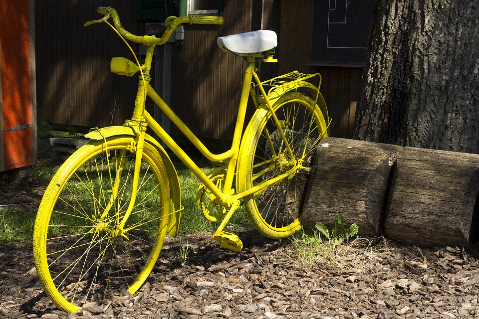 Parking colorful bike yellow