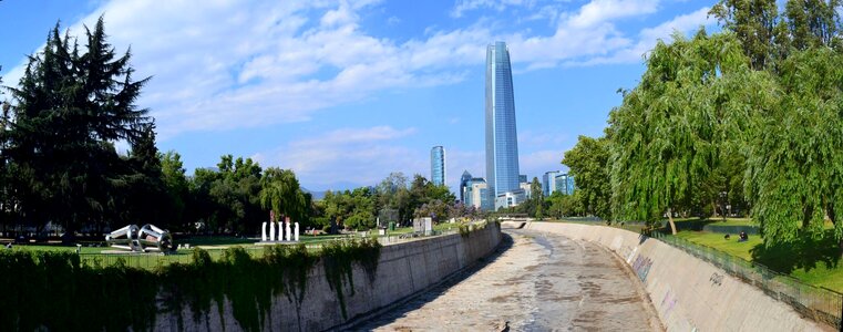 Mapocho river park of the sculptures costanera center