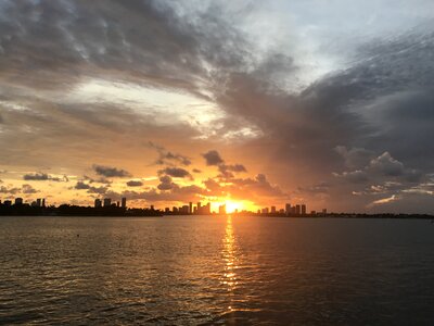 Sunset downtown city