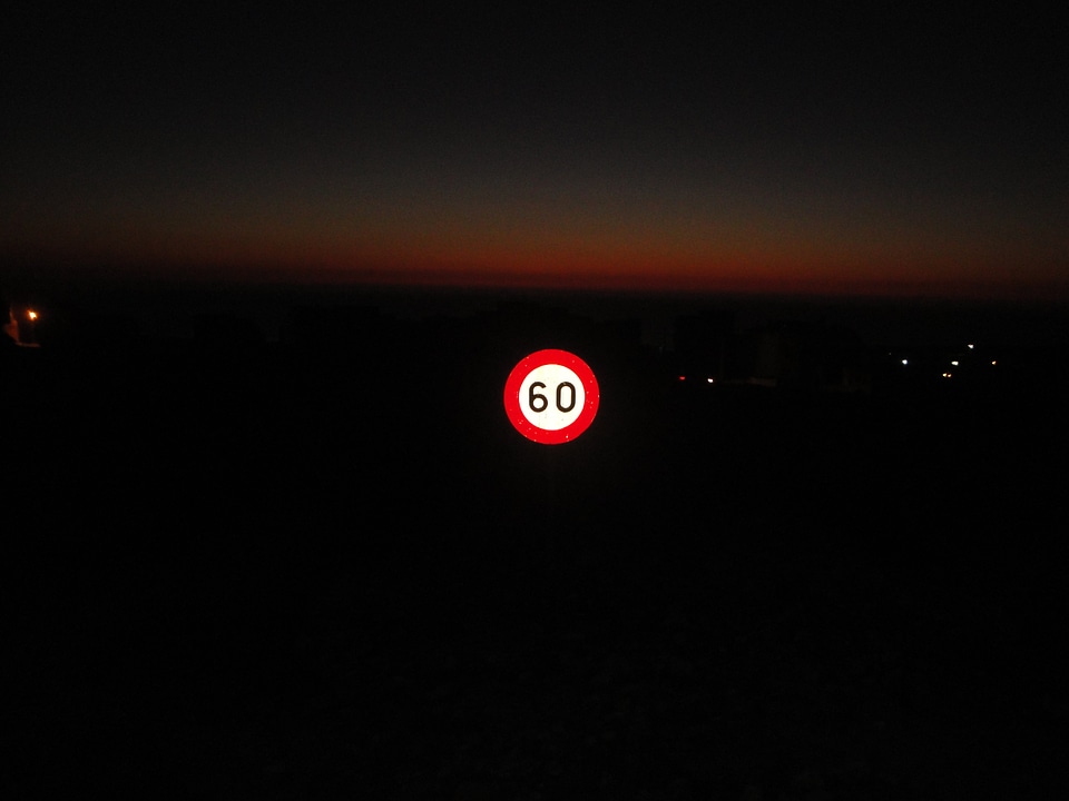 Number traffic sign night