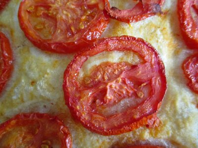 Pizza tomatoes bread
